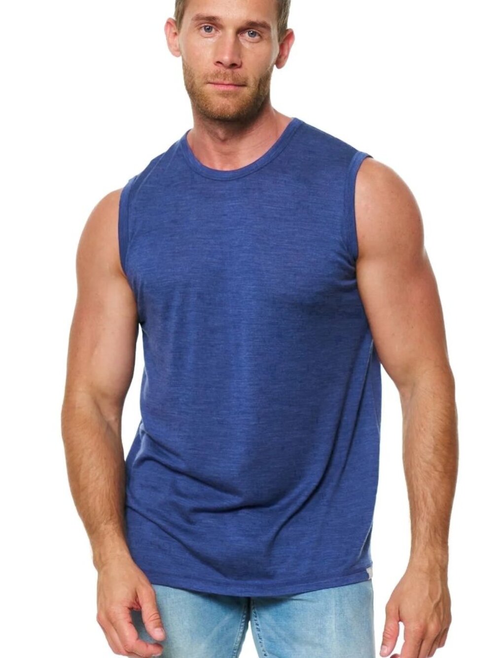 Merino.tech Men’s Merino Wool Tank Top - Lightweight Base Layer (Windsor Blue)